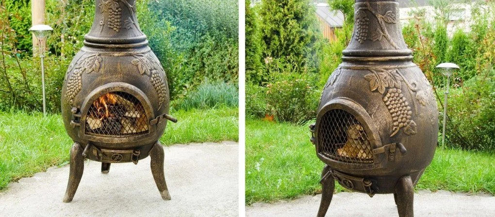 TERA Vonkajší záhradný kozub zliatina 120 cm - bronz