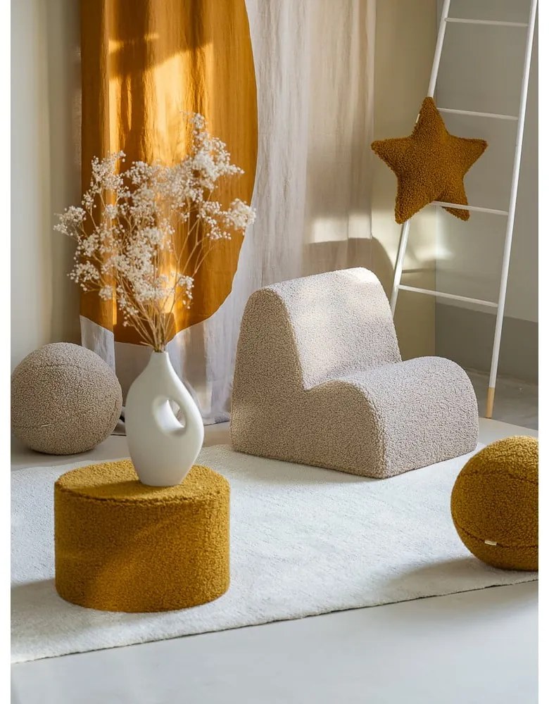 Krémové detské kresielko z textílie buklé Cloud – Wigiwama