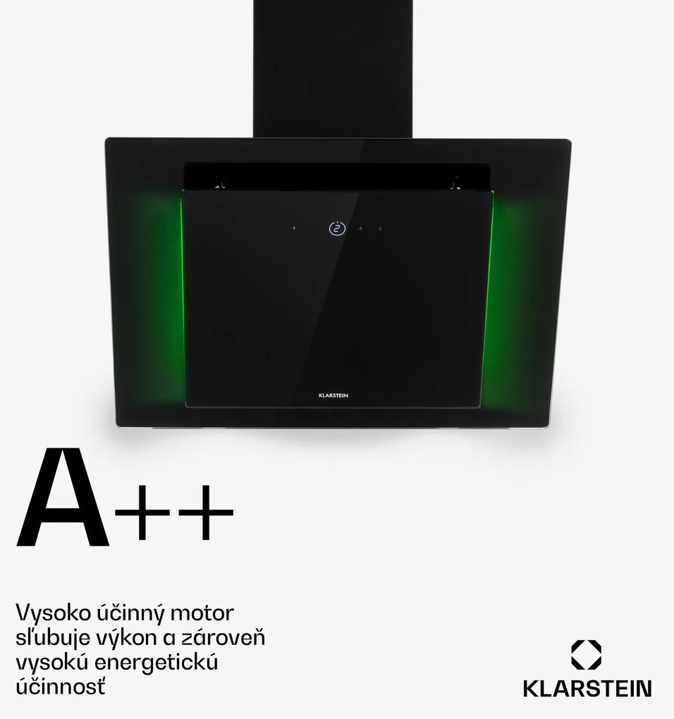 Klarstein Eleonora 60, digestor, 60 cm, nastenný, 424 m³/h, dotykový panel, LED, A++, čierny