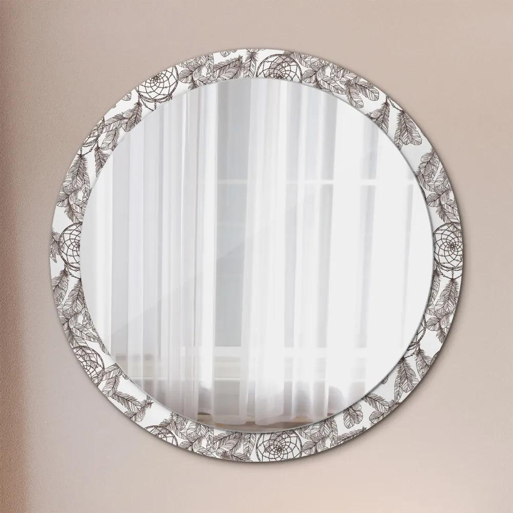 Okrúhle ozdobné zrkadlo Perie snov fi 100 cm