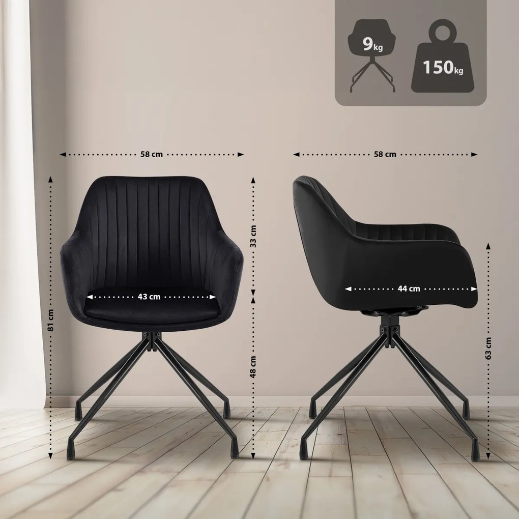 Jedálenská stolička Welby zamat - čierna