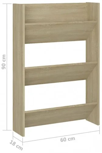 vidaXL Nástenné botníky 2 ks dub sonoma 60x18x90 cm drevotrieska-