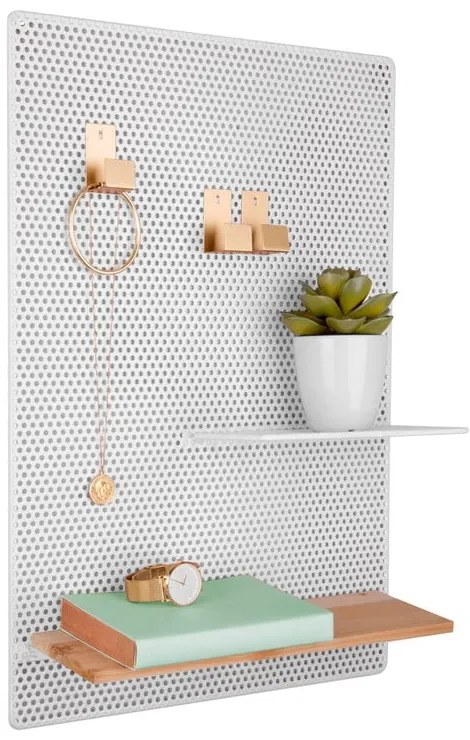 Biela kovová nástenka PT LIVING Perky, 34,5 x 52,5 cm