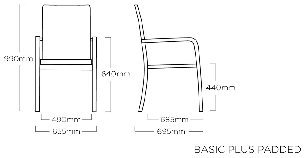 Basic Plus záhradná jedálenská stolička s polstrovaním
