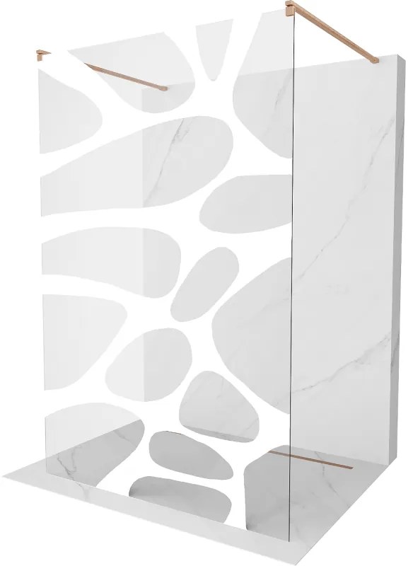 Mexen Kioto, sprchová zástena Walk-In 110 x 200 cm, 8mm číre sklo biely vzor, medený matný profil, 800-110-002-65-97