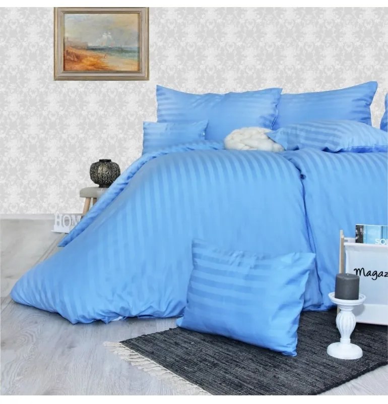 Obliečky damaškové modré EMI, Štandardný set jednolôžko obsahuje 1x 140x200 + 1x 70x90