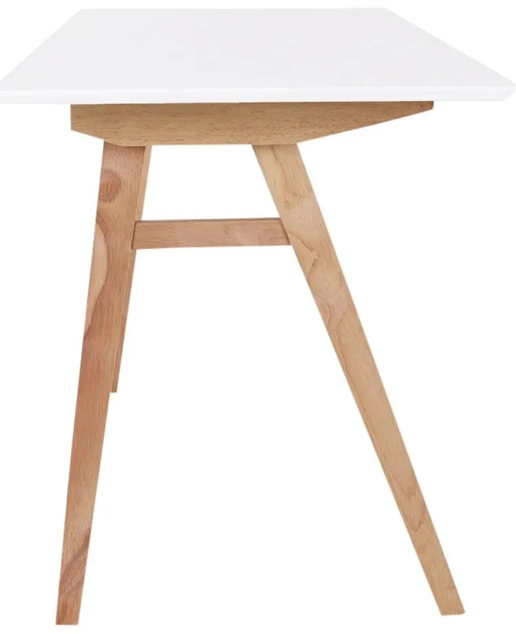 Biely stôl s hnedými nohami House Nordic Vojens Desk, dĺžka 120 cm