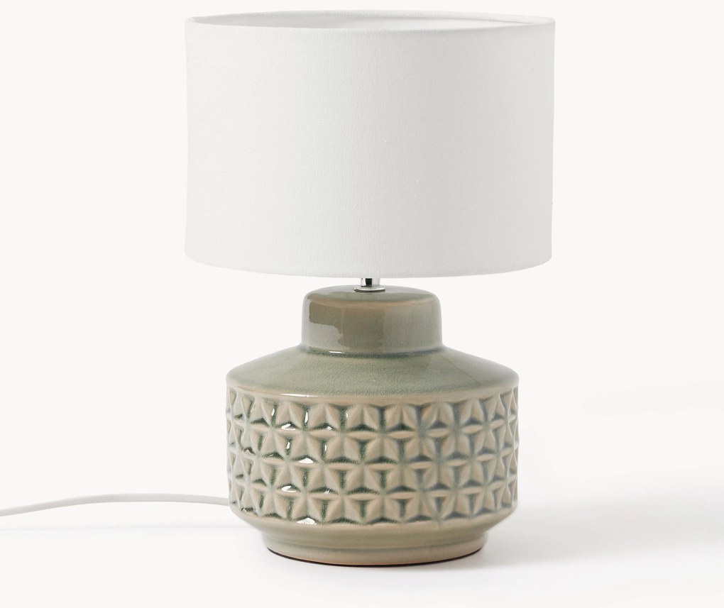 Klasická stolová lampa's ľanovým tienidlom Monica