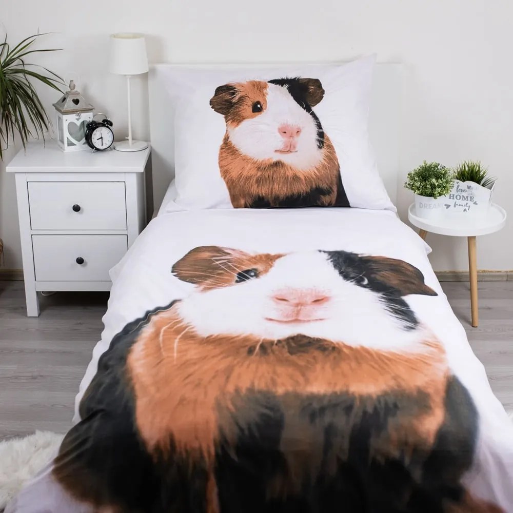 Biele bavlnené detské obliečky na jednolôžko 140x200 cm Guinea Pig – Jerry Fabrics
