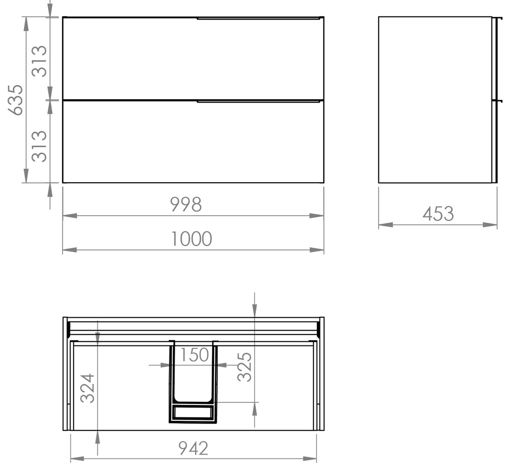 Elita Soho, umývadlová skrinka 100x45x64 cm 2S, tmavá modrá matná, ELT-169086