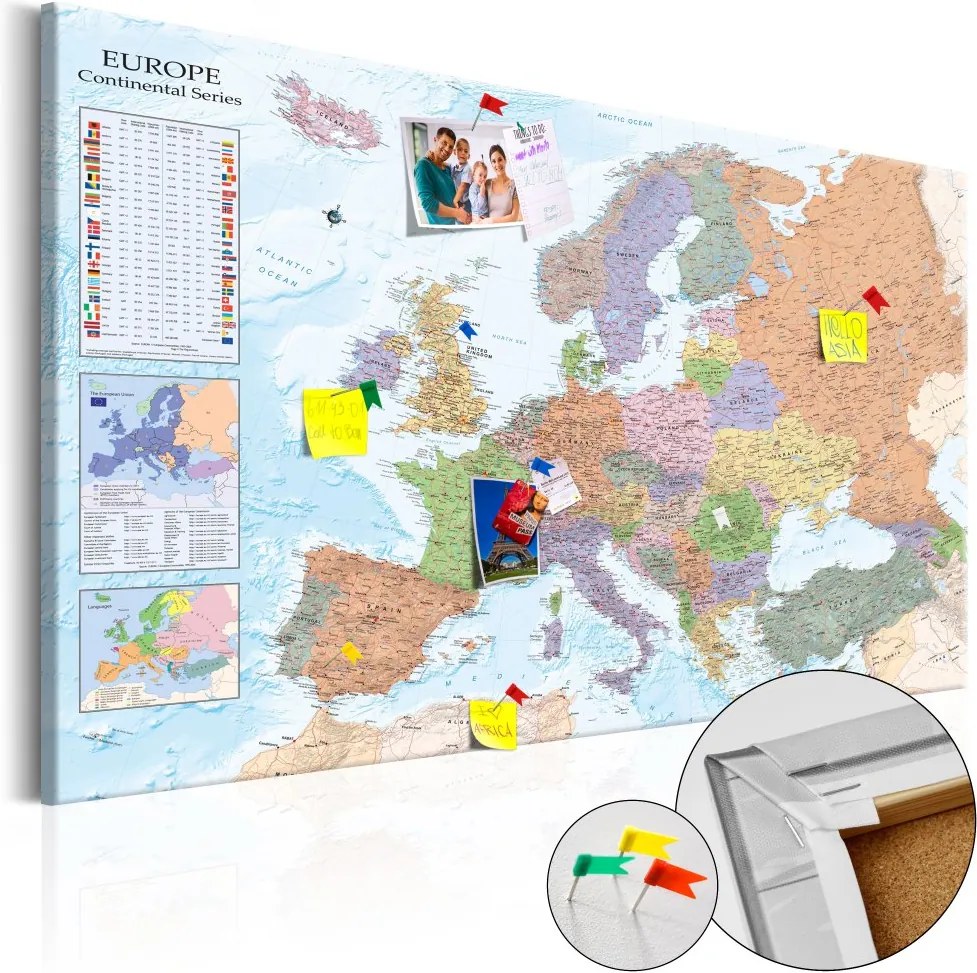 Bimago Obraz na korku - World Maps: Europe [Cork Map] 90x60 cm