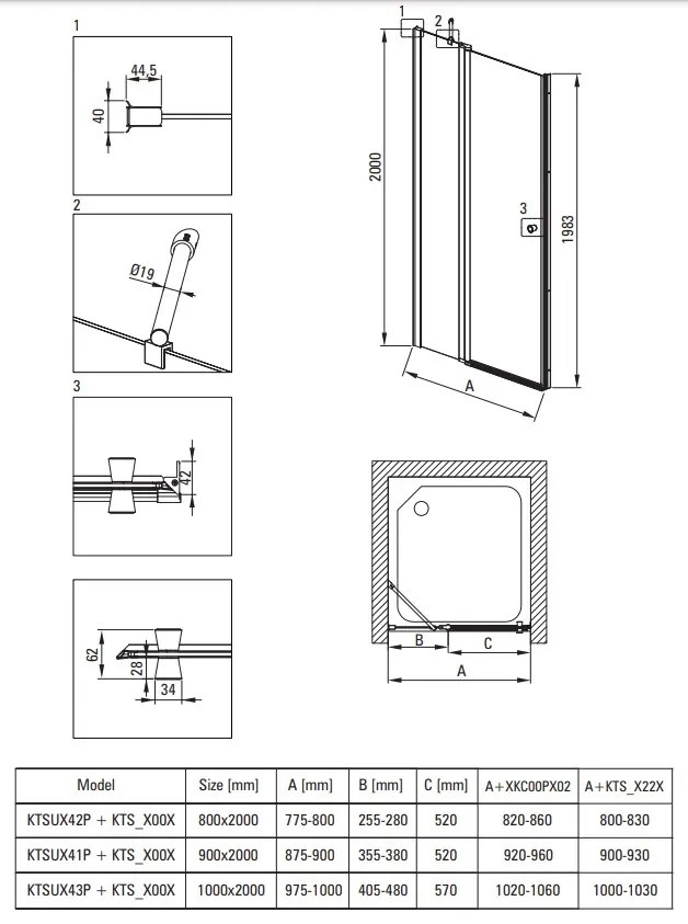 Deante Kerria Plus, 1-krídlové sprchové dvere 80x200 cm, 6mm číre sklo, chrómový profil, DEA-KTSU042P