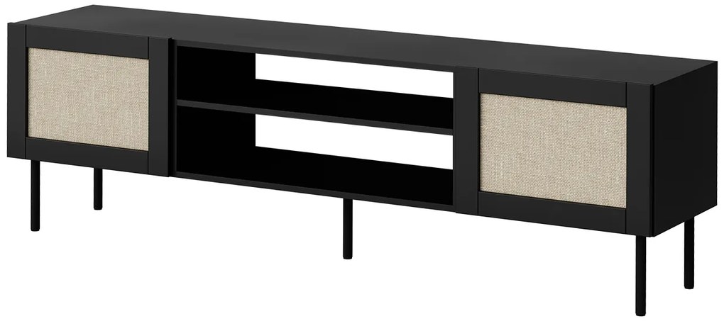 Zostava nábytku do obývacej izby Wilent I, Farby: čierna matná / čierna matná + linol calabria