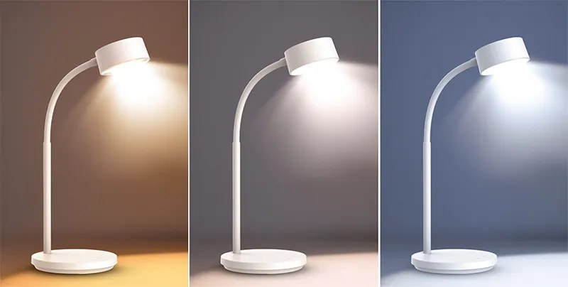 SOLIGHT LED stolná lampička, 4,5 W, 300lm, 3CCT, biela, podstavec