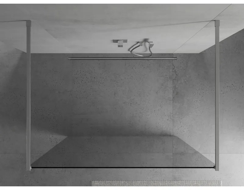 Mexen Kioto, priechodná sprchová zástena 110 x 200 cm, 8mm číre sklo, 2x chrómová stabilizačná rozpera, 800-110-002-01-00