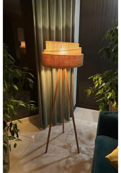 Duolla - Stojacia lampa YUTE TRIO 1xE27/15W/230V pr. 45 cm hnedá/šedá/béžová