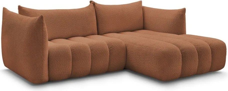 Oranžová rohová pohovka z textílie buklé (pravý roh/s leňoškou) Azra – Bobochic Paris