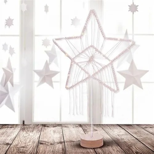 Solight LED vianočná hviezda Lapač snov, biela, 49 cm, 45x LED, 2x AAA