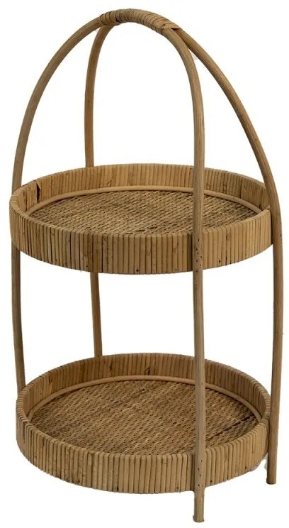 Hnedý dvojposchodový ratanový etažér Pion - Ø 30*54 cm
