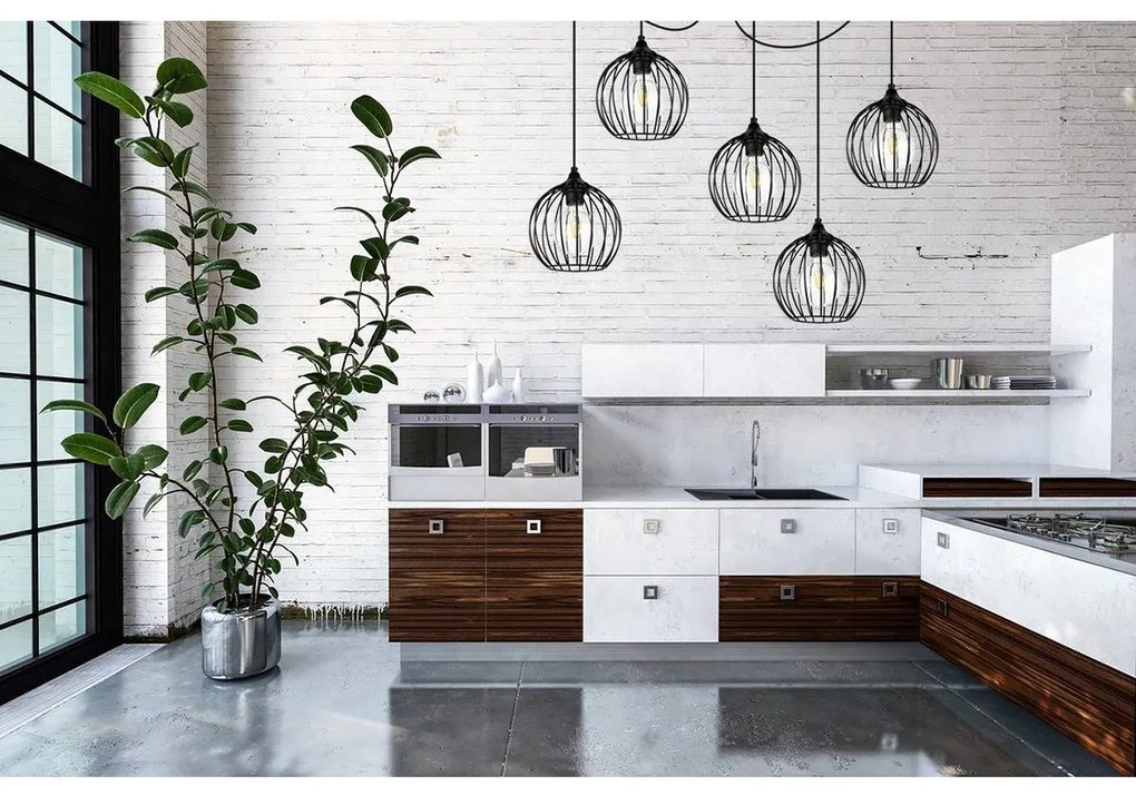 Závesné svietidlo Toronto Spider, 5x čierne drôtené tienidlo