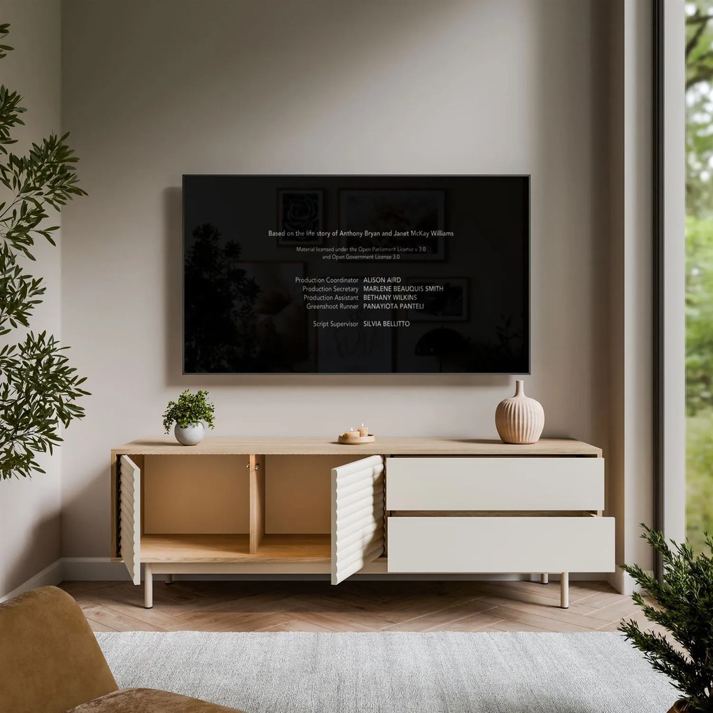 TV stolík QUENTIN dub + kašmír 160 cm