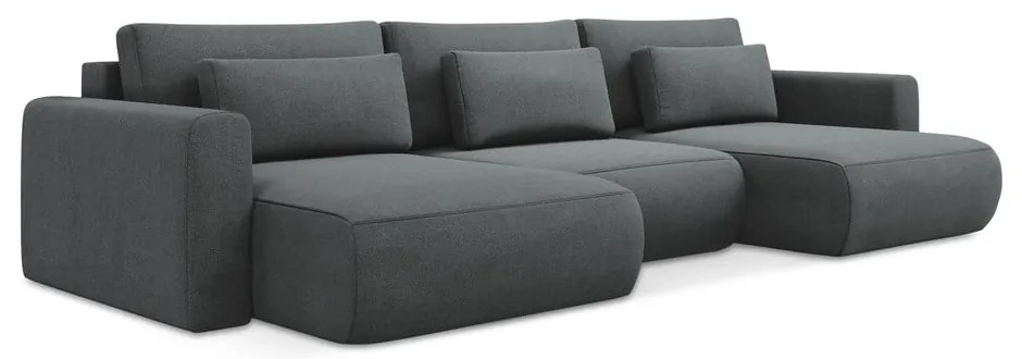 Tmavosivá rozkladacia/s úložným priestorom rohová pohovka (do tvaru "U") Kapua – Makamii