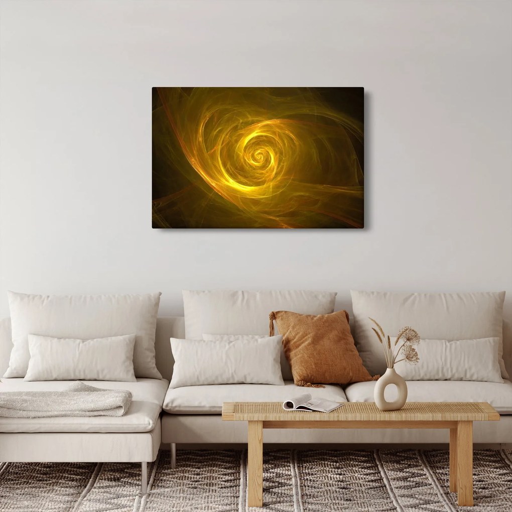 Obraz abstraktnej žltej špirály (90x60 cm)
