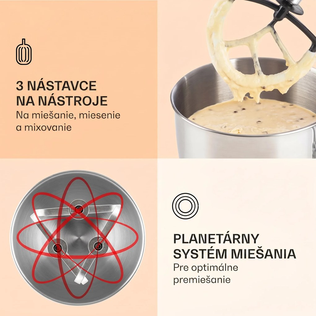 Klarstein Lucia Elegance, kuchynský robot, mixér, mlynček na mäso, 1800 W, bez BPA