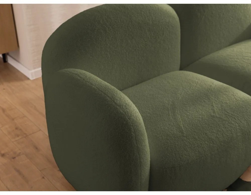 Zelená rohová pohovka z textílie buklé (pravý roh/s leňoškou) Orbit – Ropez