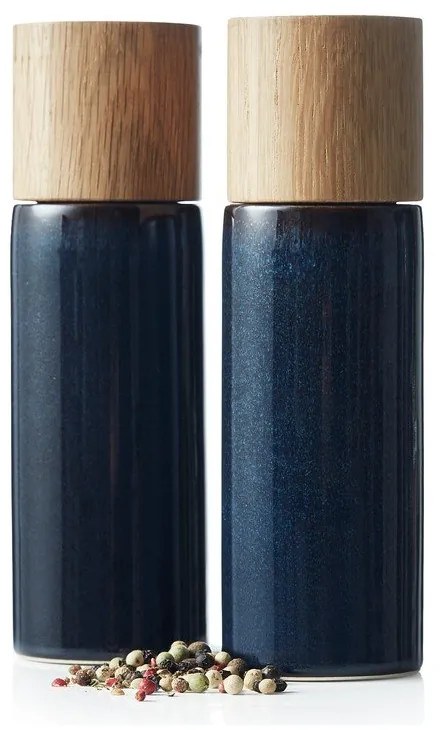 Tmavomodrá keramická súprava mlynčekov na korenie a soľ 2 ks Gastro Blue – Bitz