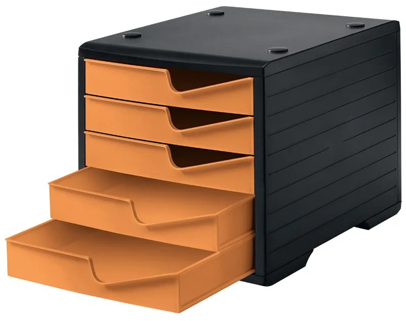 Triediaci box, 5 zásuviek, čierna/oranžová