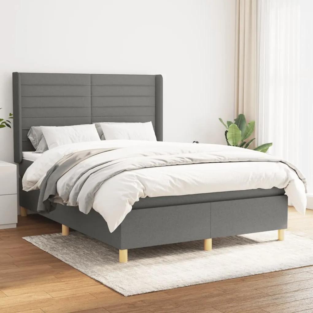 Boxspring posteľ s matracom tmavosivá 140x200 cm látka 3132074