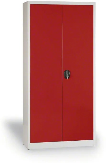 Zváraná skriňa JUMBO, 1950 x 950 x 500 mm, sivá/červená