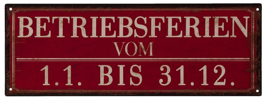 Nástenná kovová ceduľa Betriebferien - 36 * 13 cm