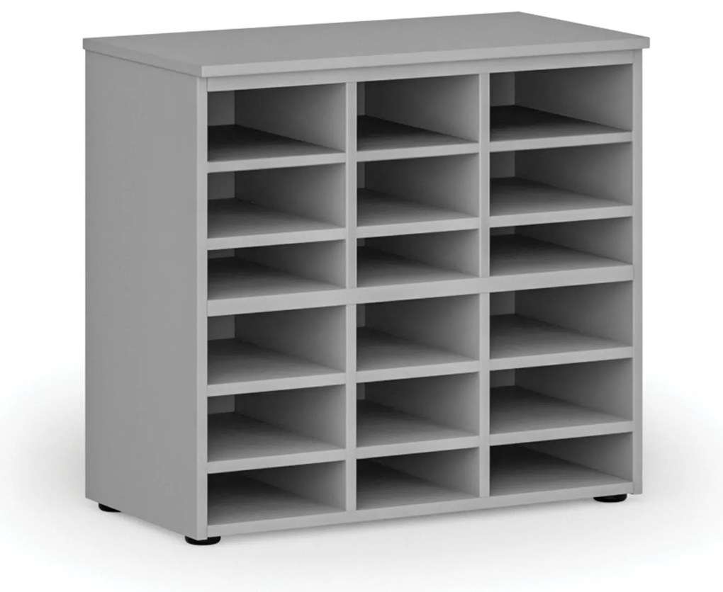 Triediaci regál PRIMO GRAY, 800 x 420 x 740 mm, 18 priehradok, sivý