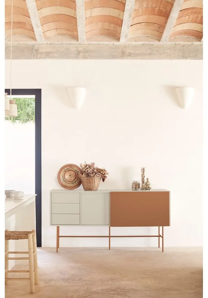 Nízka komoda s posuvnými dverami v béžovo-tehlovej farbe 180x91 cm Nube – Teulat