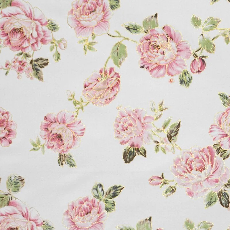Dekorstudio Záves AVANI 140x250 cm biely s ružami stredná tienivosť 100% polyester
