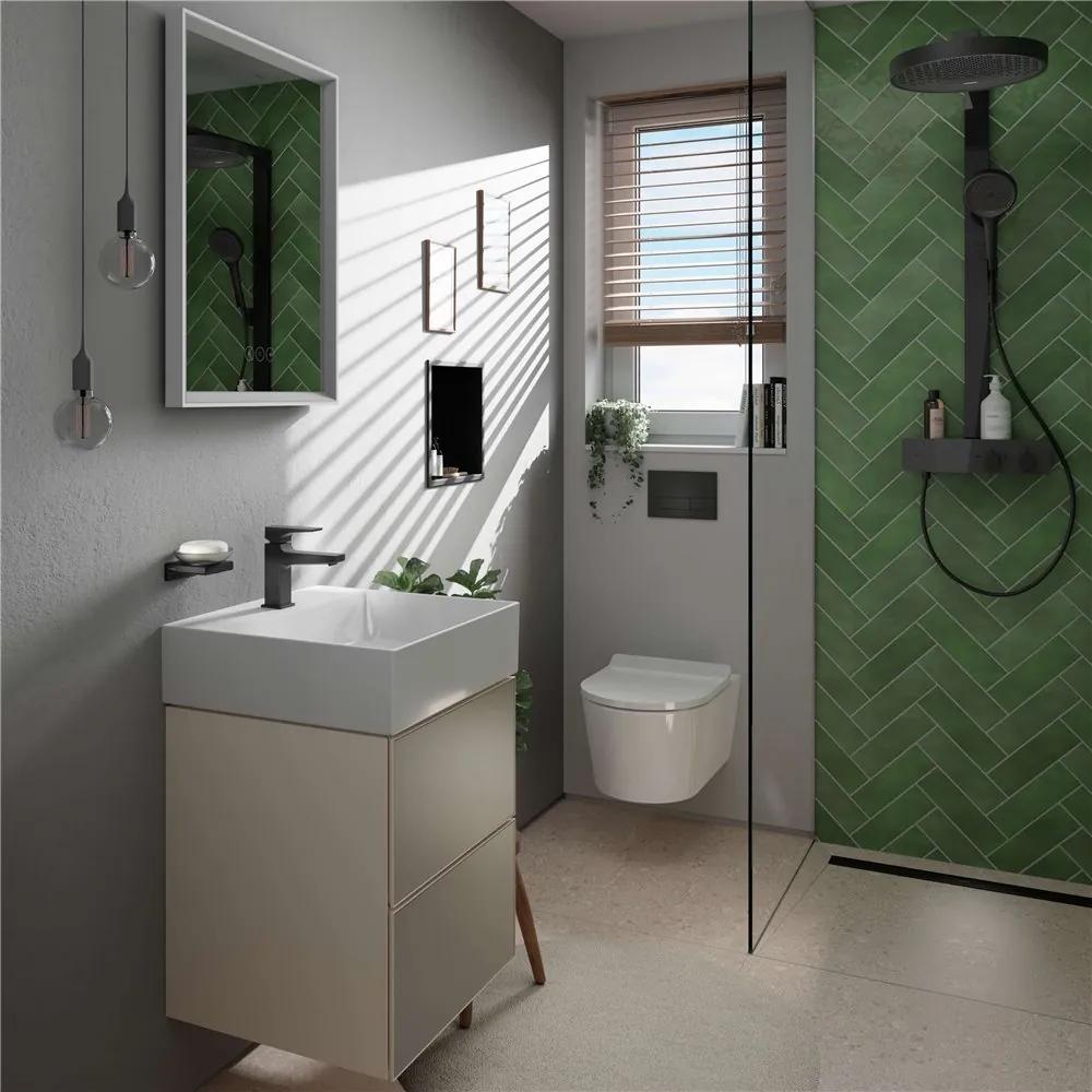 HANSGROHE Rainfinity Showerpipe nástenný sprchový systém s termostatom ShowerTablet 350, horná sprcha 1jet priemer 360 mm, ručná sprcha 3jet, matná čierna, 26853670