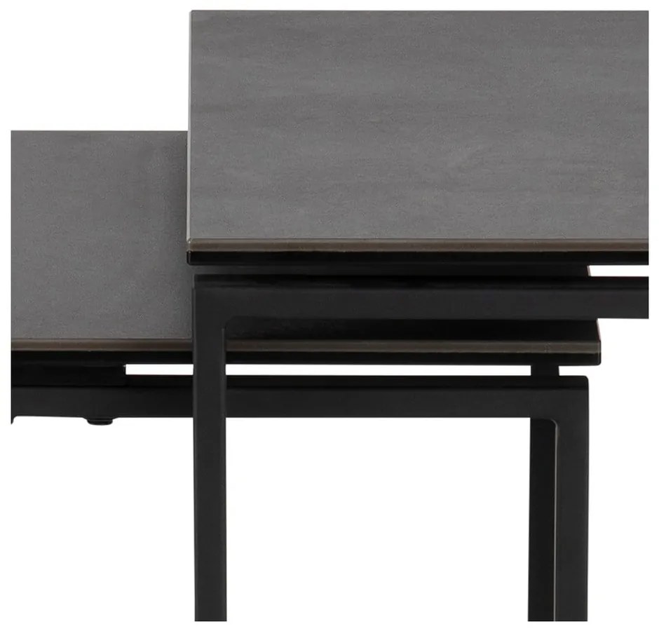 Súprava 3 čiernych konferenčných stolíkov so železným nohami Actona Katrine