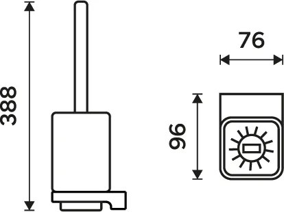 Nimco WC kefa s hranatou rukoväťou MAYA čierna - MAC 29094CN-HR-90
