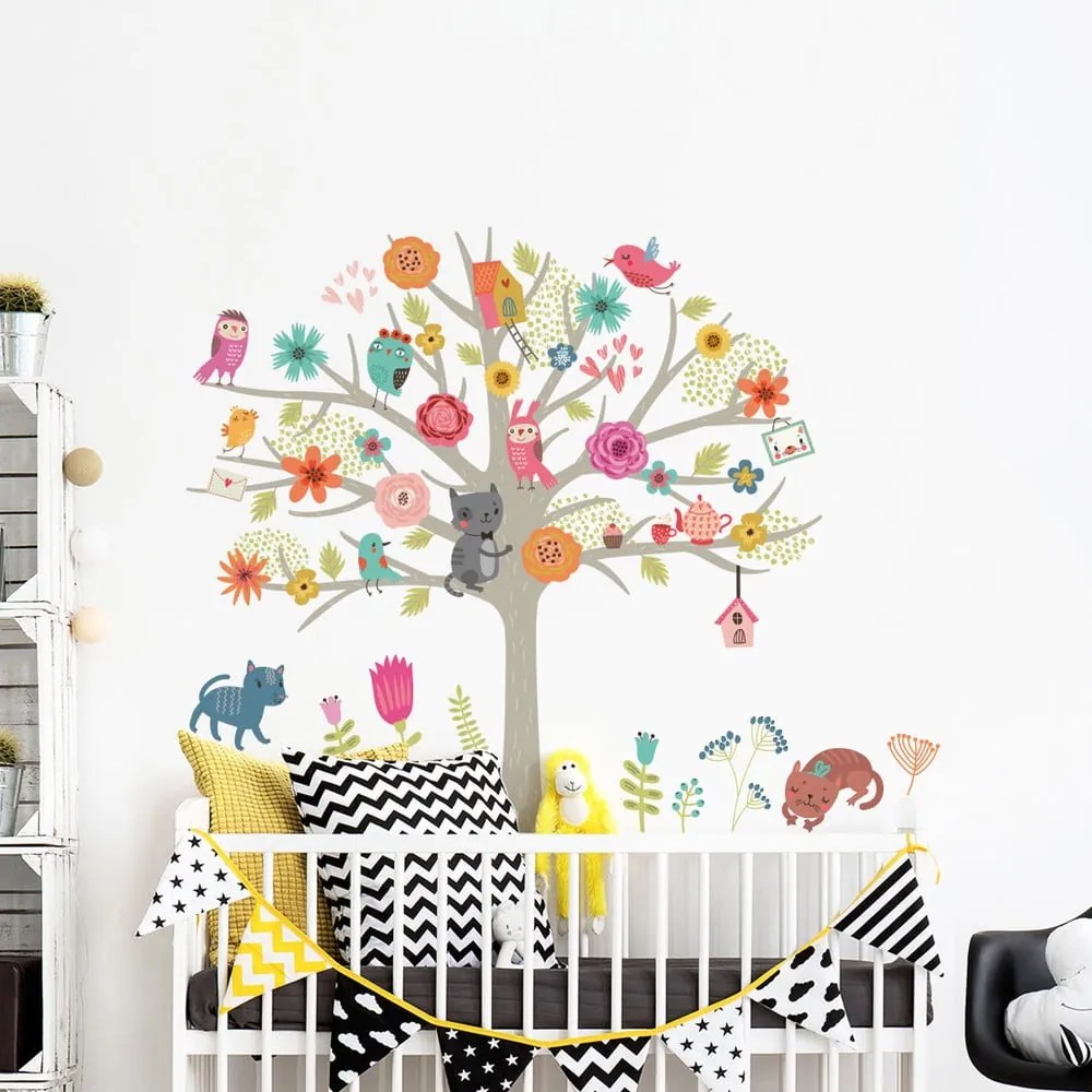 Sada detských samolepiek na stenu Ambiance Scandinavian Tree