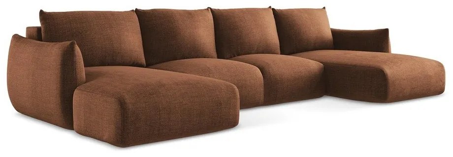 Terakotová rozkladacia rohová pohovka (do tvaru "U") Leila – Makamii