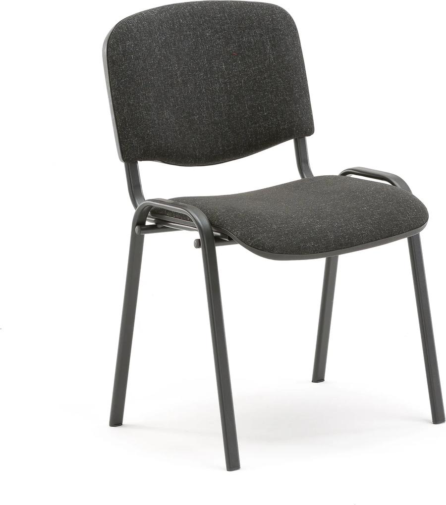 Konferenčná stolička Nelson, šedá tkanina, čierny podstavec
