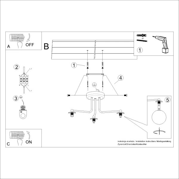 Sollux SL.1659 - Luster na tyči ASTRAL 3xG9/8W/230V biela