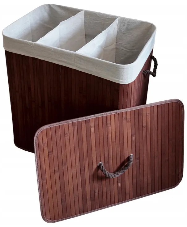 Bambusový kôš na bielizeň – 3 komory, 150 l prírodná