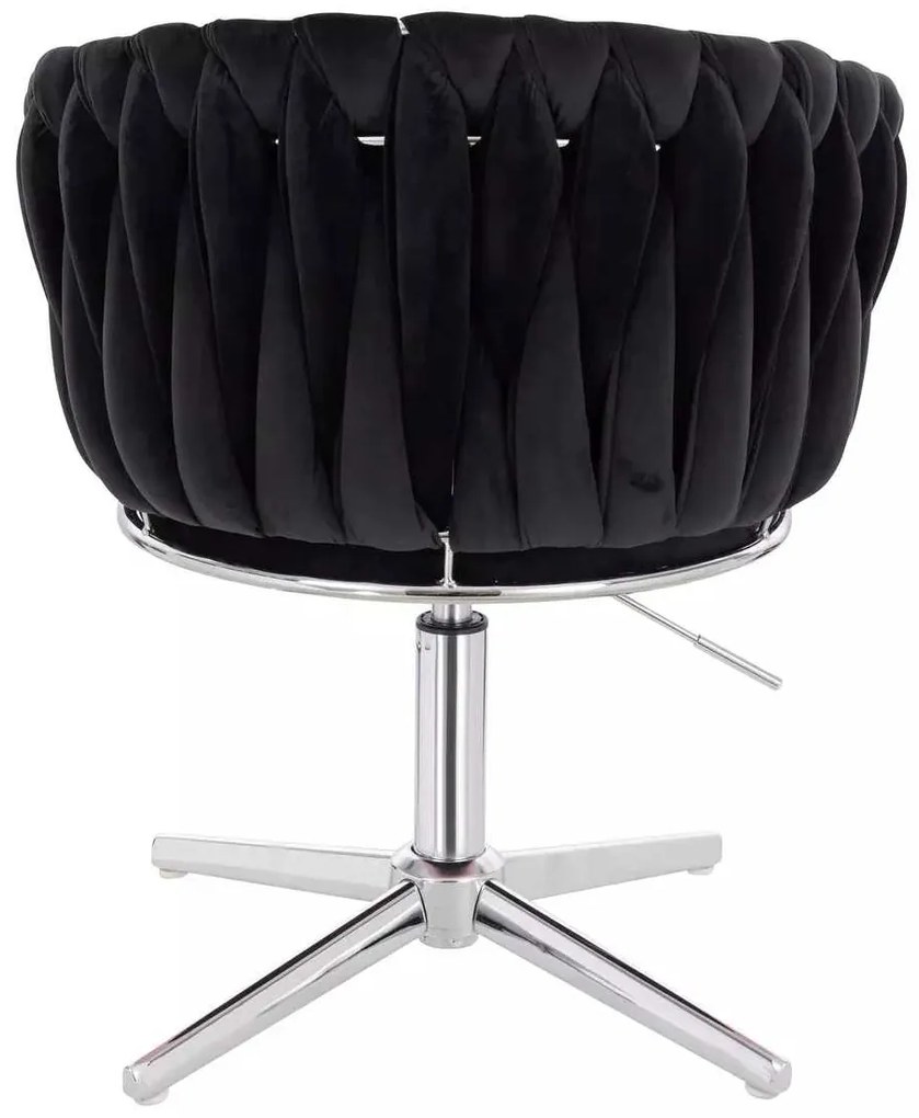 LuxuryForm DESIGN Stolička NORDEN VELUR na striebornom kríži - čierna