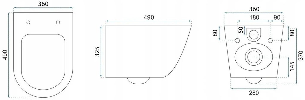 Rea Carlo Mini, závesná WC misa Tornado 490x360x370 mm, čierna-zlatá štruktúrovaná, REA-C4330