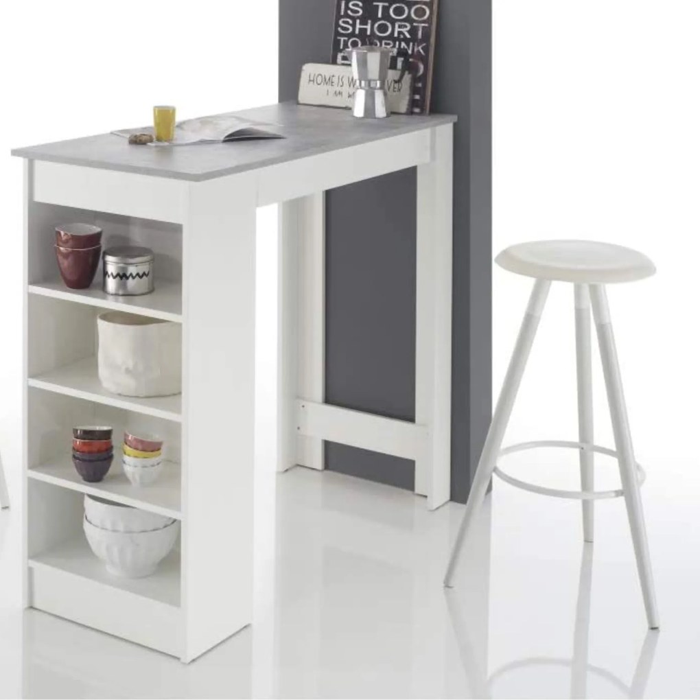 Sconto Barový stôl MOJITO beton/biela