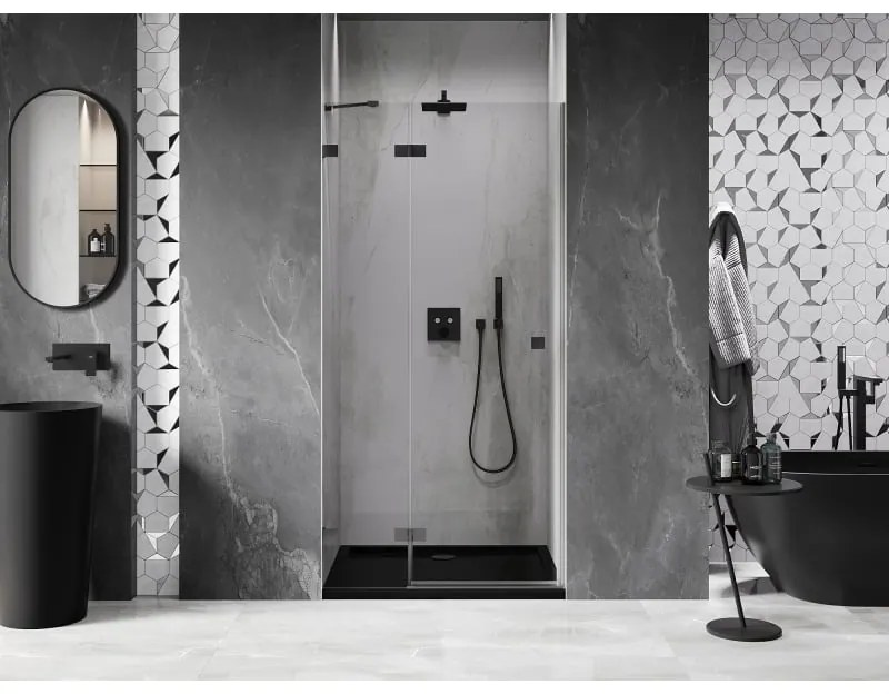 Mexen, Mexen Lunar výklopné sprchové dvere ľavé 115 cm, transparentné, pištoľový kov - 834-115-000-95-00-L