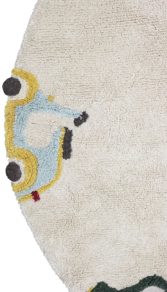 Lorena Canals, Kusový koberec Eco City Wheels, 140x140 (priemer) kruh, viacfarebná, detská izba